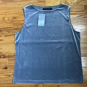 NWT Laura Ashley Womens Velvet Sleeveless Tank Top Size XL Silver